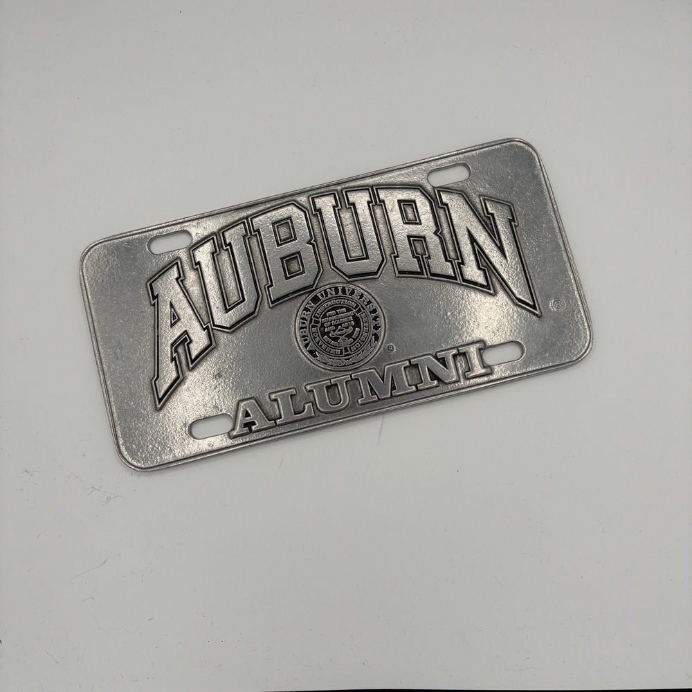 Vintage Auburn Alumni License Plate Pewter Sz OS Silver Cast Metal Car Tag - Picture 2 of 4